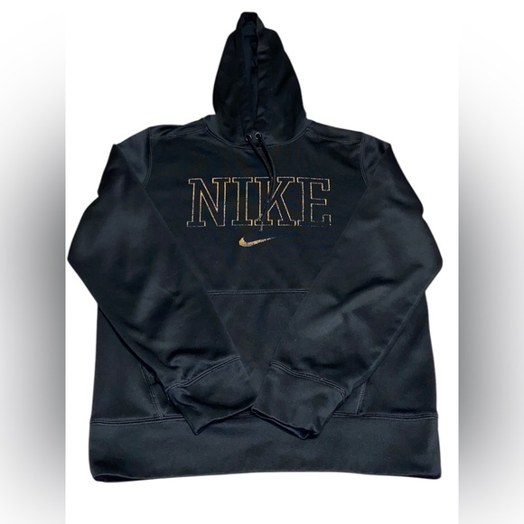 Nike Tops - Nike Black with Gold lettering Hoodie Sweatshirt Athletic Style